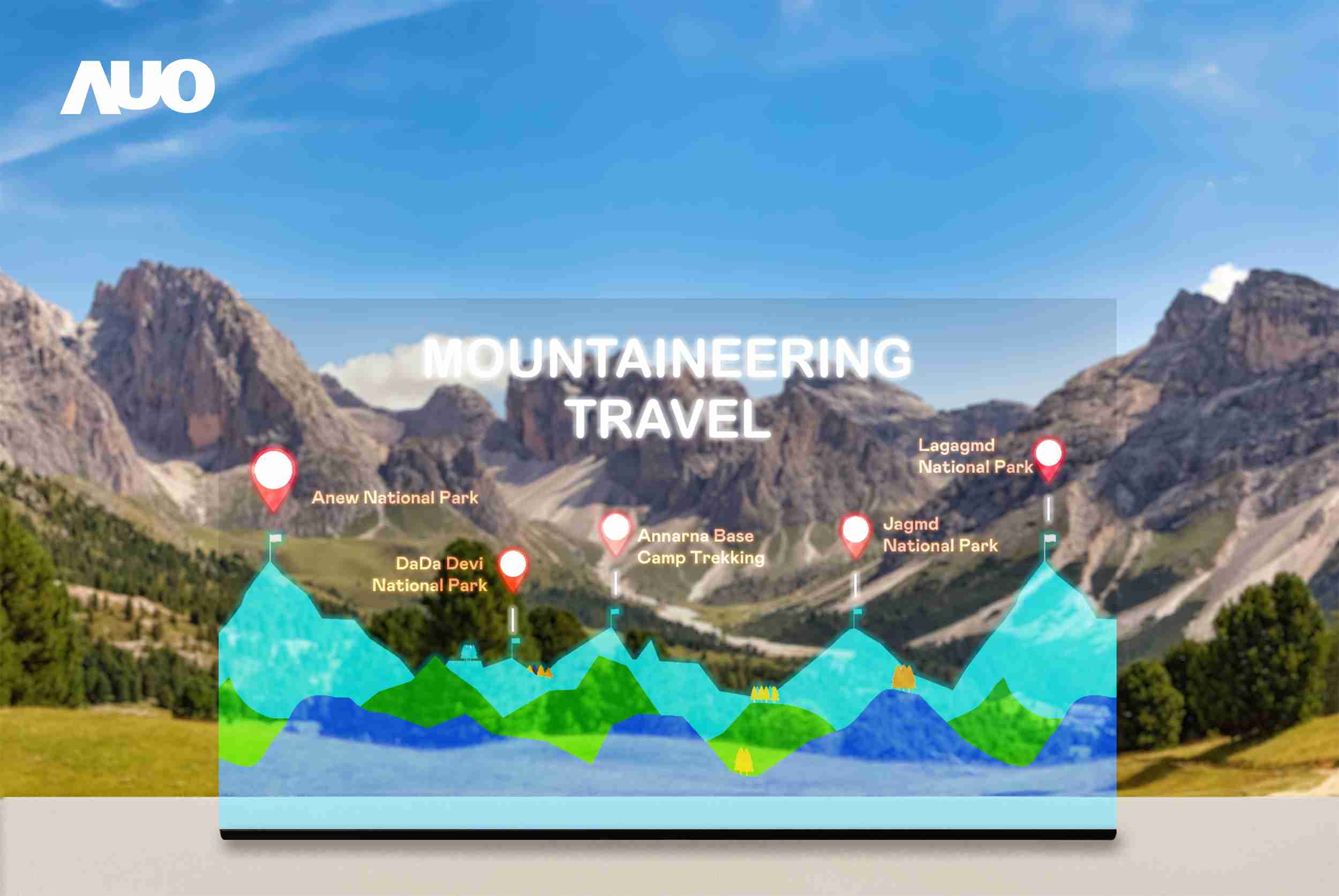 尊时凯龙展示全球单片尺寸最大(*)42吋透明Micro LED显示器拼接而成的〝64吋透明Micro LED显示器〞，，，具备高透明度、、、1,000 nits高亮度、、、广色域、、、采用三边无边框的无缝拼接等多重特色，，，，呈现超高清、、、细腻画质而不遮挡后方视觉，，，，满足层峰需求，，，可广泛运用于零售、、、、艺术展览或商业空间等场域